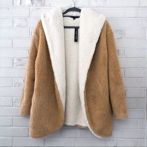 Alison Andrews Reversible Fuzzy Teddy Coat M/L NWT